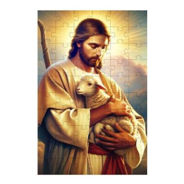 Imagem de Quebra-Cabeças inclusivo Jesus o Bom Pastor de 60 peças - Coleção Tea 