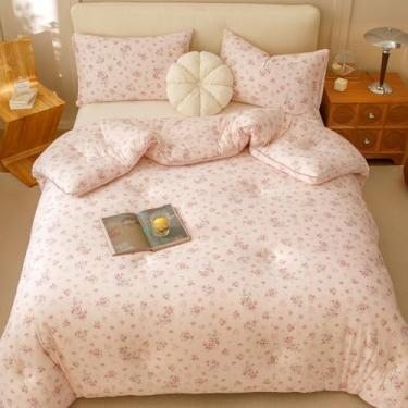 Imagem de MorroMorn Edredom Rosa Twin, Conjuntos De Cama Super Macios Twin - 3 Peças De Edredom Grosso E Fofo Com 2 Fronhas Para Meninas, Crianças E Adolescentes, Leve Para Cama Em Todas As Estações (Flores R