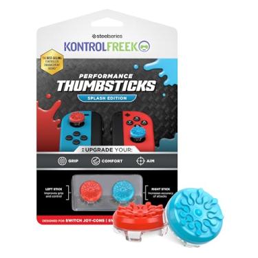 Imagem de KontrolFreek Splash Performance Thumbsticks Para Nintendo Switch Joy-Con Controller, Côncavo, Azul/Vermelho