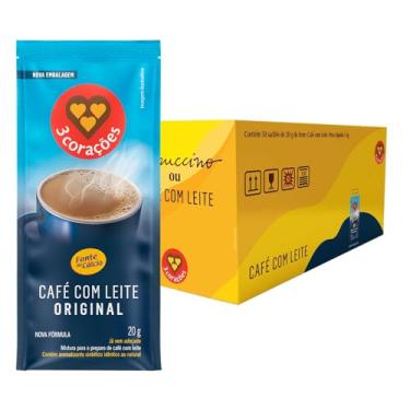 Imagem de Café Com Leite 3 Corações Sachê com 20g Display com 50 unidades