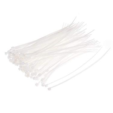 Imagem de uxcell 200 peças de abraçadeiras com zíper de 15 cm x 0,08 cm com trava automática de nylon branco