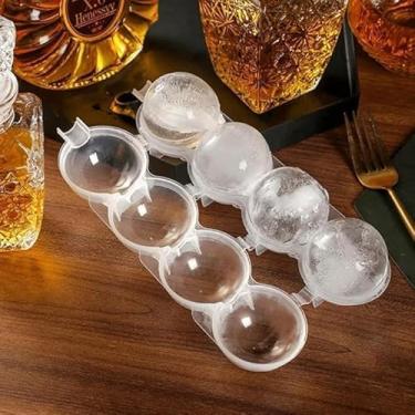 Imagem de Forma de Gelo Bola Esfera Silicone Redonda Grande de Plástico para Whisky Drink Coquetel Ideal Para Criar uma Experiência de Bar em Casa. Ocupa Pouco Espaço no Congelador. Fácil de Usar.