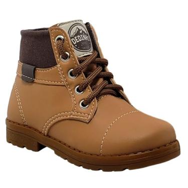 Imagem de Bota Coturno Infantil Menino Bebê Botinha Estilo Aventureiro Caramelo Cano Alto com Cadarço (Caramelo, BR, Criança de 4 a 8 anos, Numérico, 25)