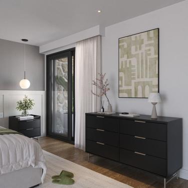 Imagem de Cômoda 6 Gavetas Yves 135cm X 79cm X 46,2cm Preto /Champanhe