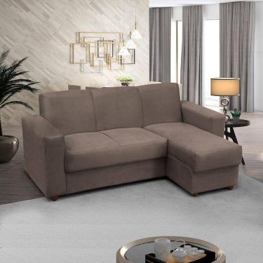 Imagem de Sofá 3 lugares com Chaise LD Bia Suede Capuccino Madelina Decor