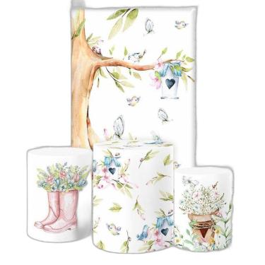 Imagem de Painel Retangular E Capas Tecido Sublimado Jardim Fkpc-1282