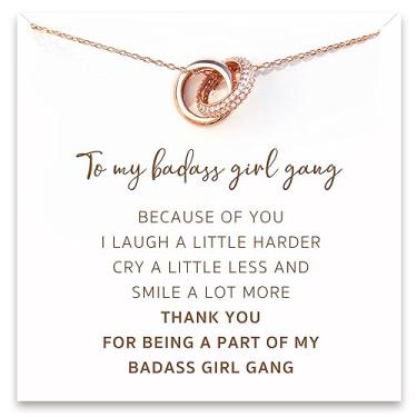 Imagem de STORYJEWELLERY Colar de melhor amigo, colar de amizade para mulheres, presente para amigas femininas, presentes de amizade para mulheres amigas, presentes para melhores amigas, presentes para mulheres, colar de joias com pingente para mulheres, Banhado a latão com ouro rosa 18K, Zircônia cúbica grau