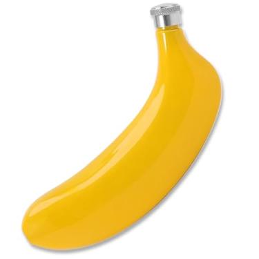 Imagem de Cantil para mulheres e homens, frasco de aço inoxidável em forma de banana com tampa de vedação, cantil divertido portátil de 96 g para vodka, conhaque, uísque e rum
