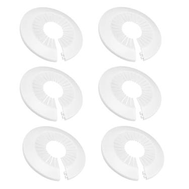 Imagem de UtySty Pacote com 6 tampas de tubulação de água flange dividida na parede de encanamento placa de escudo redonda tampas de tubo de drenagem para pia de cozinha, tigela utilitária, lavatório de