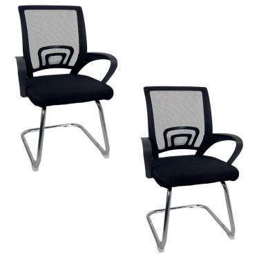 Imagem de Kit 2 Cadeiras De Escritório Begonia Oficial Tela Mesh Fixa Preto