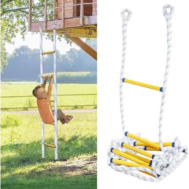 Imagem de Escada De Corda De Resgate De 3-45 M Escada De Fuga De 50 Pés Resposta De Segurança Do Trabalho De Emergência Resgate De Incêndio Árvore De Fuga De Escalada Ao Ar Livre, Yellow, 25m/82ft
