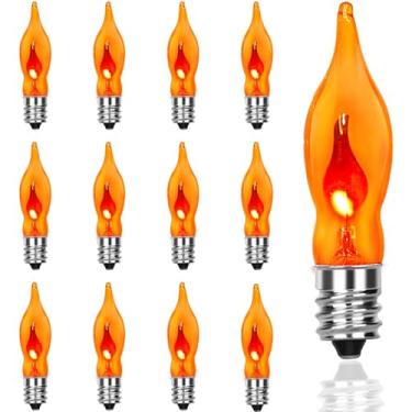 Imagem de Romasaty Lâmpada de chama cintilante C18, lâmpada em forma de chama dança com um brilho laranja cintilante, lâmpadas candelabro E12, pacote com 12
