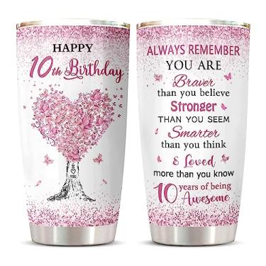 Imagem de ZANIION Copo de presentes de aniversário de menina de 10 anos, 1 peça, presentes de aniversário para meninas de 10 anos, melhores ideias de presente para meninas de 10 anos, feliz aniversário de 10 anos, xícara de café para decoração de 10 anos de idade, 590 ml