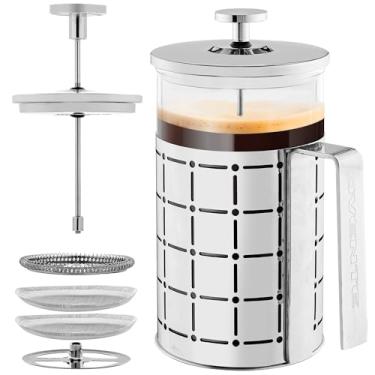 Imagem de OVENTE Cafeteira FSS27P French Press Cafeteira e chá, aço inoxidável de alta qualidade, escovado com níquel, vidro borossilicato resistente ao calor, 800 ml, quadrado