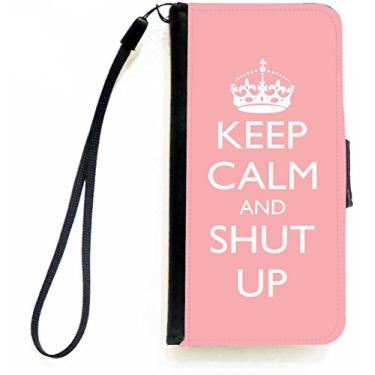 Imagem de Rikki Knight Keep Calm and Shut Up Capa carteira flip rosa claro para iPhone 5c da Apple