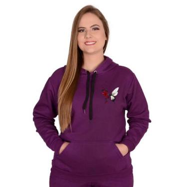 Imagem de Blusa Frio Moletom Feminino Personalizado Borboleta - Methodic, Roxo, 
