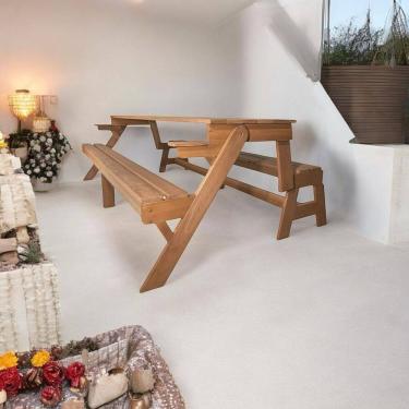 Imagem de Banco 2 em 1 de Madeira Maciça e Eucalipto Marrom