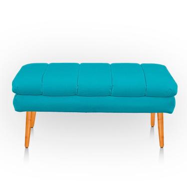 Imagem de Puff Aparador Estofado Italy Decorativo Veludo Cor Azul Claro