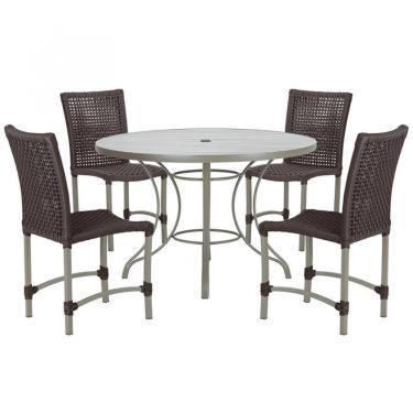 Imagem de Mesa Ascoli 4 Cadeiras Cannes De Alumínio Fendi Trama Marrom