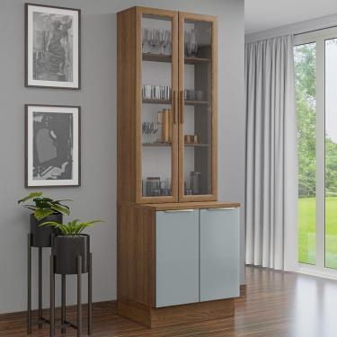 Imagem de Kit Balcão + Cristaleira 70cm Rustic Cinza Lux Madesa 01 Rustic Cinza