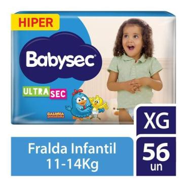 Imagem de Fralda Descartável Bebê Infantil Babysec Ultrasec Hiper Tamanho XG 56 