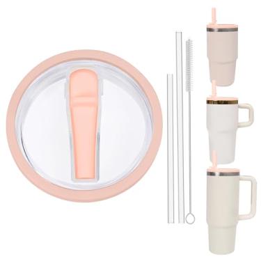 Imagem de Acuewuja Tampa De Reposição À Prova Vazamento Para Copos 30 Oz E 20 Com Canudo - Adequada Stanley Adventure Quencher H2.0 Oz, Alça Sem (Pêssego, Oz)