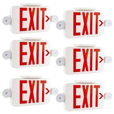Imagem de GRUENLICH Placa De Saída Led Com Luzes Emergência, Cabeçotes Ajustáveis, Bateria Reserva, Qualificação Ul 924, Ca 120-277 V, Iluminação Comercial Para Empresas - Pacote 6 Unidades