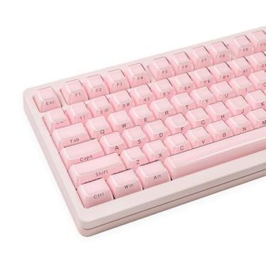 Imagem de Crystal Jelly Keycaps, Pink Side Printed Keycaps, Custom Translucent Keycap 113 Keys, OEM Profile Key Cap, Cute Shine Through Keyboard Caps for 61/68/84/87/98/100 Cherry MX Keyboard Mechanical, Pink