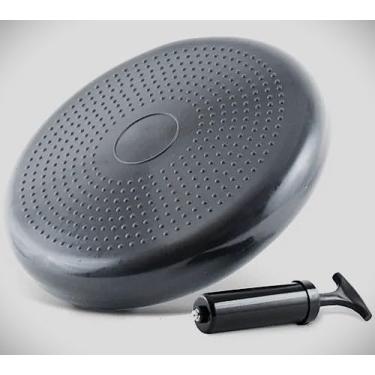Imagem de Disco de Equilíbrio com Bomba de Ar, 33cm de Diâmetro, PVC Resistente, Cinza, Suporta até 100kg