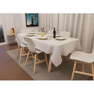Imagem de TOALHA DE MESA BRANCA LISA OXFORD RETANGULAR 6 LUGARES 1,40 x 1,80 - M