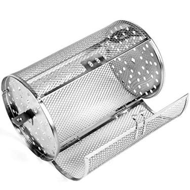 Imagem de Falytemow Aço inoxidável Rotisserie Grill Roaster Tambor Cesta Forno Assado Rotativo para Amendoim Grãos de Café Nozes Secas para Churrasco 5,51 x 10,43 polegadas (14 x 26,5 cm)