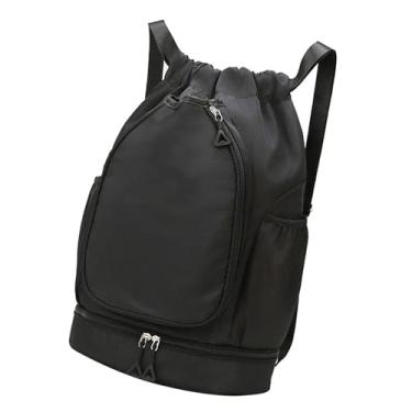 Imagem de oshhni Mochila de tênis esportiva com cordão, mochila de dia, à prova d'água, criativa, portátil, bolsa de ombro para raquete, para atividades ao ar, Preto