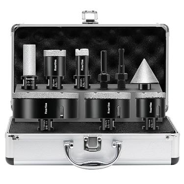 Imagem de Roartisa Conjunto De Brocas De Núcleo De Diamante De 9 Unidades De 5/8 "-11 Rosca, Kit De Serra De Furo Soldada A Vácuo De Tijolo De Cerâmica De Porcelana (Brocas De 20/35/50/75/100 Mm + Broca De Chan