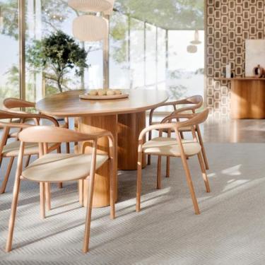 Imagem de Mesa De Jantar Aracaju Orgânica Premium Alto Padrão Laminado Cinamomo 