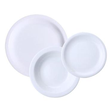 Imagem de Jogo Pratos Rasos Fundos Sobremesa 6 Pessoas Porcelana Germer 18 Pçs -