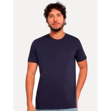 Imagem de Camiseta Ellus Masculina Cotton Fine Classic Logo Azul Marinho, L/G