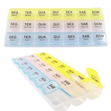 Imagem de Organizador de Comprimidos Semanal Manhã Tarde e Noite Porta Medicamentos Remédios Vitaminas e Cápsulas