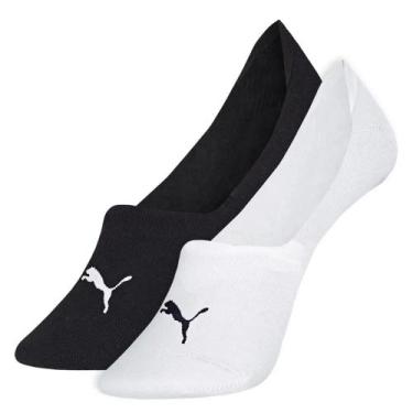 Imagem de Kit 2 Pares de Meia Puma Invisível Preto e Branco - SELENE, Branco, Pr