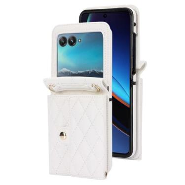 Imagem de LTLMYDAM Capa fina para Motorola Razr 60 Ultra/60, capa de couro transversal flip para cartão feminina capa de silicone borda macia proteção contra quedas, branca, 60