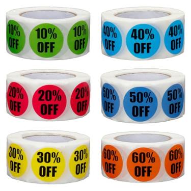 Imagem de 3000 peças de adesivos coloridos circulares de 2,5 cm, etiquetas de preço adesivas para varejo, vendas de garagem, mercados de pulgas - etiquetas de porcentagem sortidas (10-60%)