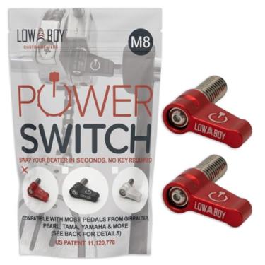 Imagem de Interruptor de energia M8 da Low Boy - Parafuso de polegar de liberação rápida do batedor de bumbo Serve para pedais Gibraltar, pérola, Yamaha e Tama (vermelho, pacote M8-2)