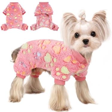 Imagem de Kosiyi Roupas de cachorro outono inverno suéter de lã para cães pequenos, meninas, meninos, leve, quente, estampa de pata, pijama macio e elástico para cachorro, roupas para cães, suprimentos para
