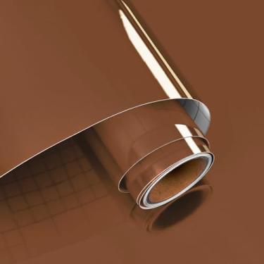 Imagem de VaryPaper Papel de contato espelhado marrom de 38 x 192 cm, papel de parede espelhado flexível, autoadesivo, espelhado, para artesanato, armários, decoração de casa, adesivos de parede espelhados