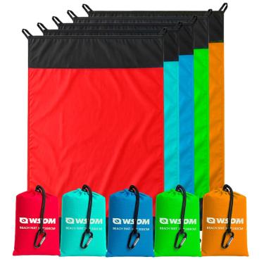 Imagem de Esteira de Praia Dobrável Impermeável, com Alças e Estacas, para Areia e Camping Grande e Resistente Com Bolsinha para Guardar - Cores Sortidas