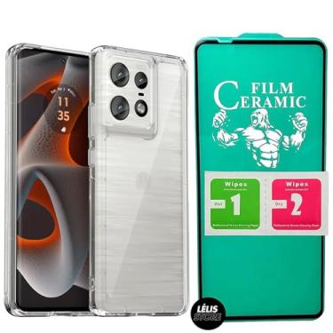 Imagem de Kit Capa Anti Impacto para Motorola Edge 50 Pro Transparente + Película Cerâmica 9D Proteção Premium