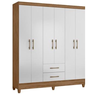 Imagem de Guarda Roupa Roupeiro Casal Panama 6 Portas 2 Gavetas Naturale com Bra