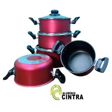 Imagem de Jogo De Panela Antiaderente Teflon Caçarola Aluminio Grosso 5 peças 16