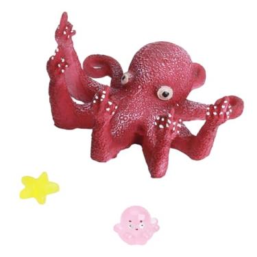 Imagem de Mairuker Enfeite de decoração de aquário de polvo brilhante encantado, decoração exclusiva de peixe de resina com pequena luz noturna polvo e estrela do mar para tanque/tigela, acessórios de brinquedo