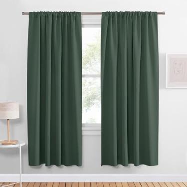 Imagem de PONY DANCE Cortinas blecaute verde escuro para quarto, tratamentos de janela com isolamento térmico, bolso para varão, cortinas de decoração de casa com eficiência energética para sala de estar, L 106