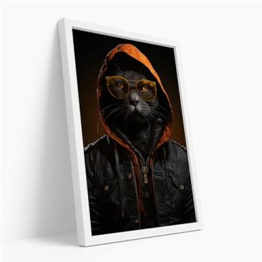 Imagem de Quadro Decorativo Raposa Realista Com Moldura Animal Selvagem Olhar Intenso Natureza Marrom Nórdico Minimalista Ilustração Moderna Foco Força